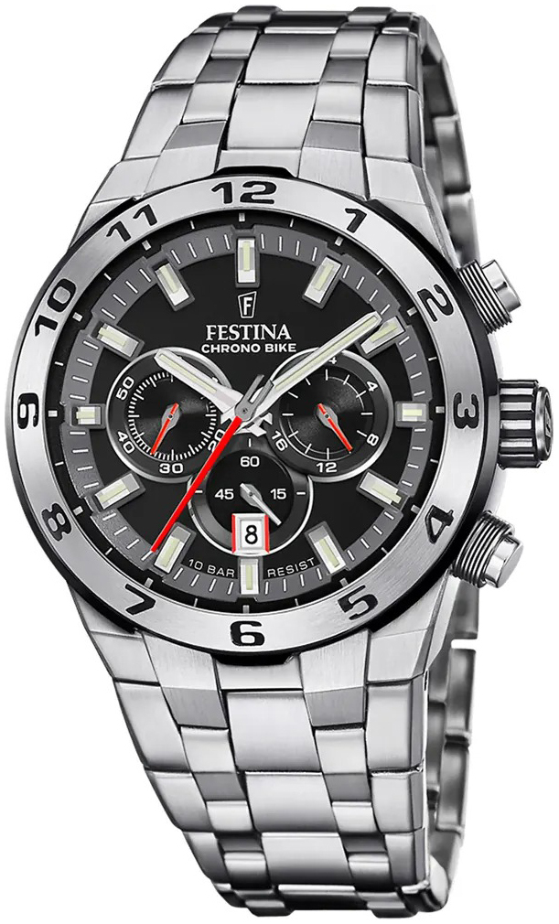Festina Herrklocka F20670-6 Chrono Bike Svart/Stål Ø44.5 mm - Festina