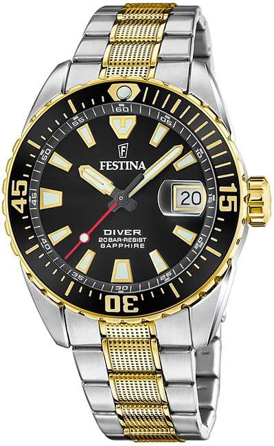 Festina Herrklocka F20706-3 The Original Svart/Gulguldtonat stål