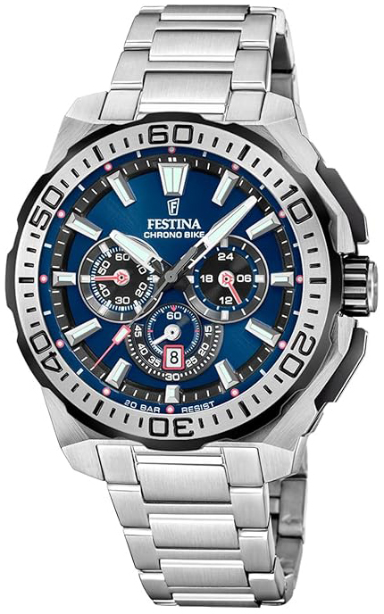 Festina Herrklocka F20724-2 Chrono Bike Blå/Stål Ø45.5 mm