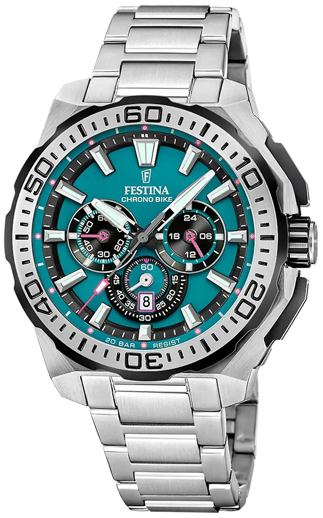 Festina Herrklocka F20724-6 Chrono Bike Grön/Stål Ø45.5 mm
