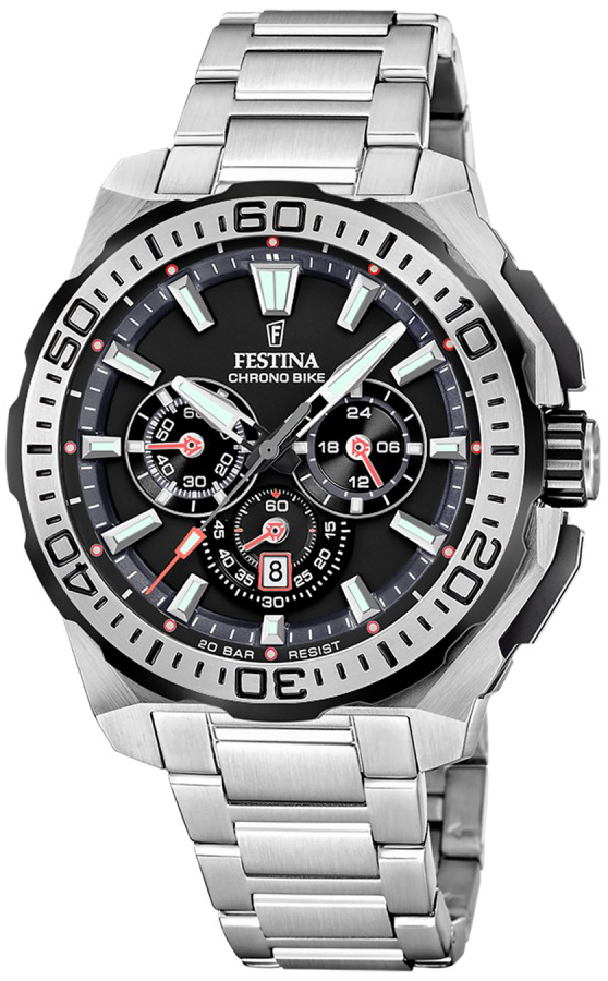 Festina Herrklocka F20724-7 Chrono Bike Svart/Stål Ø45.5 mm - Festina