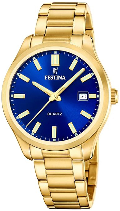Festina Herrklocka F20740-2 Classic Blå/Gulguldtonat stål Ø42 mm