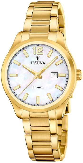 Festina Damklocka F20741-1 Classic Vit/Gulguldtonat stål Ø34 mm