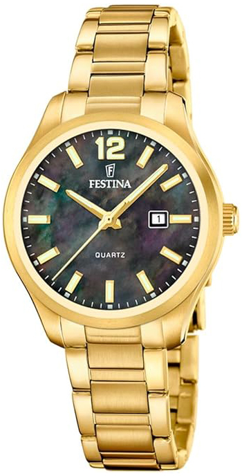 Festina Damklocka F20741-2 Classic Svart/Gulguldtonat stål Ø34 mm