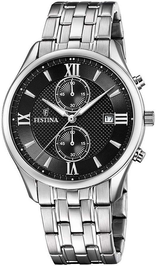 Festina Herrklocka F6854-8 Timeless Svart/Stål Ø42 mm - Festina