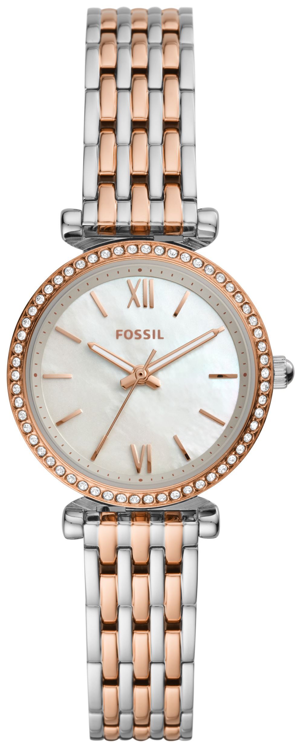 Fossil Damklocka ES4649 Carlie Mini Vit/Roséguldstonat stål Ø28 mm - Fossil