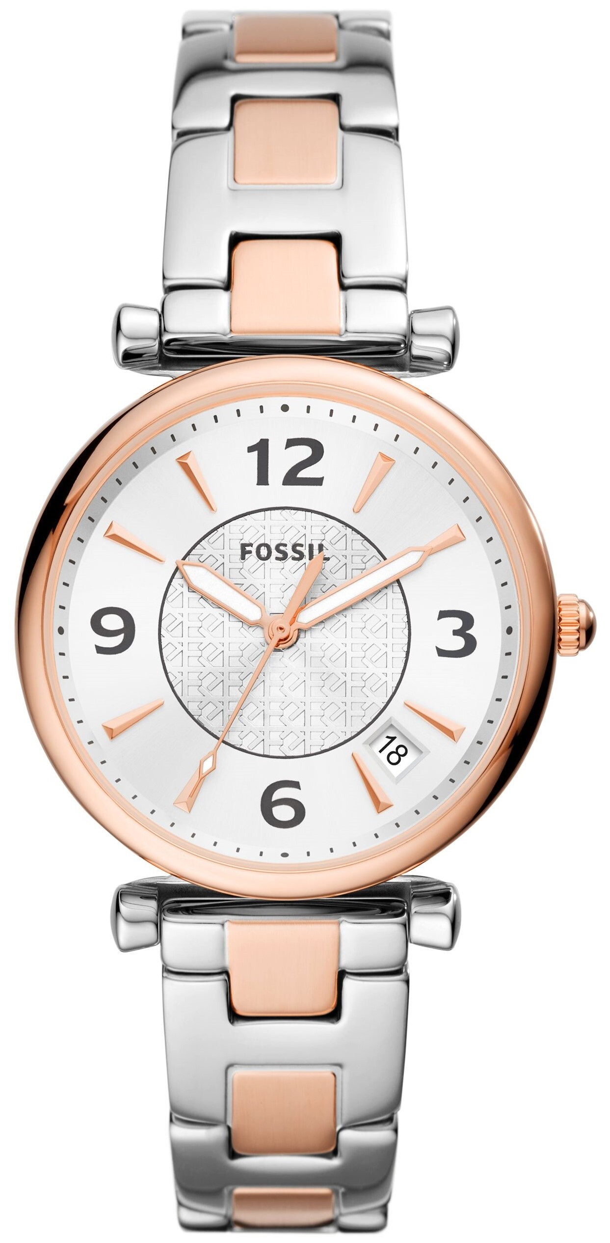 Fossil Damklocka ES5156 Carlie Silverfärgad/Roséguldstonat stål - Fossil