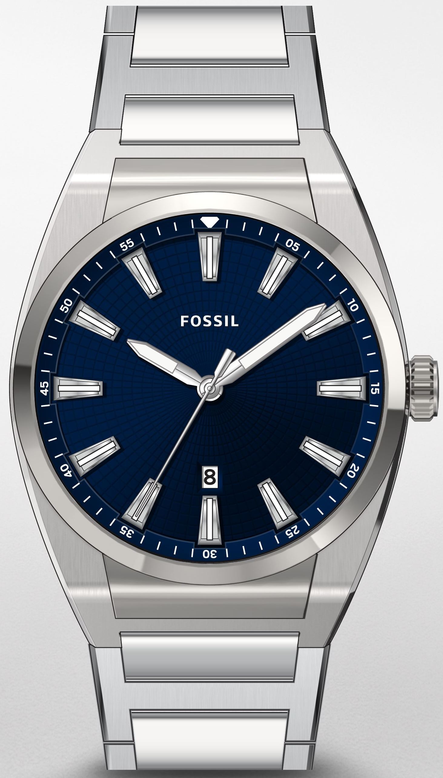 Fossil Herrklocka FS5822 Everett 3 Blå/Stål Ø42 mm - Fossil