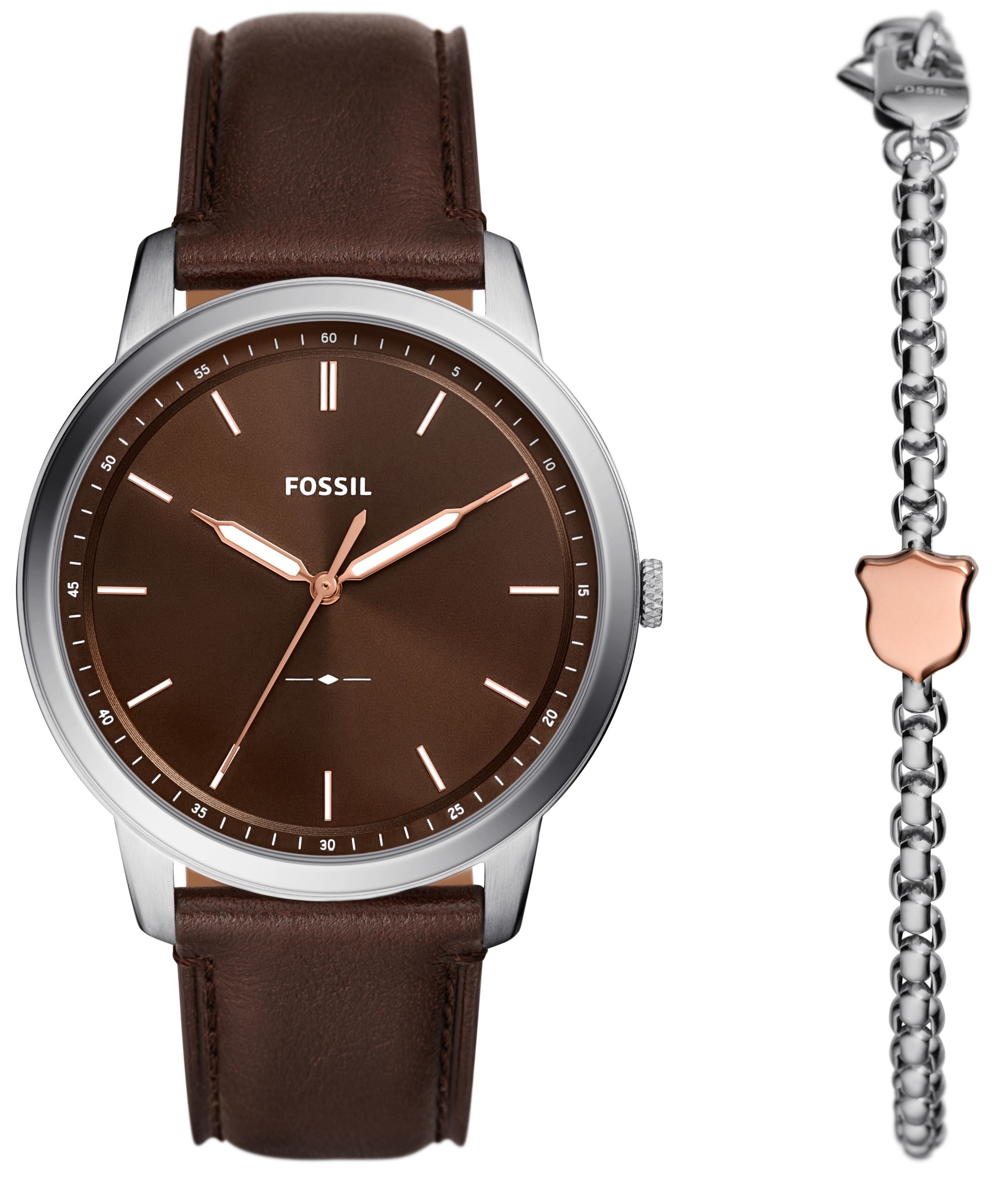Fossil Herrklocka FS6019SET Minimalist Brun/Läder Ø44 mm - Fossil