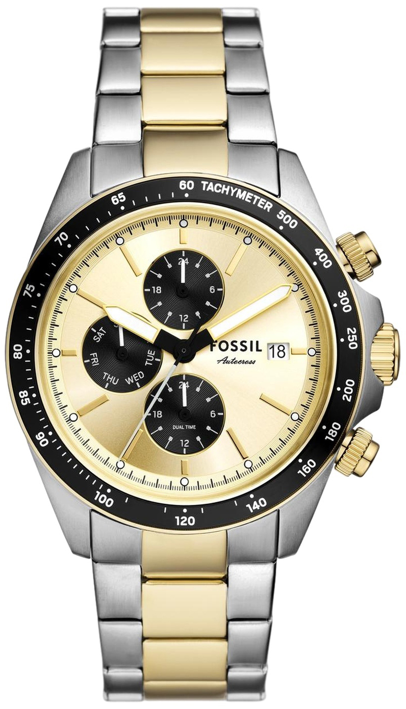 Fossil Herrklocka FS6126 Autocross Guld/Gulguldtonat st&aring;l &Oslash;42 mm