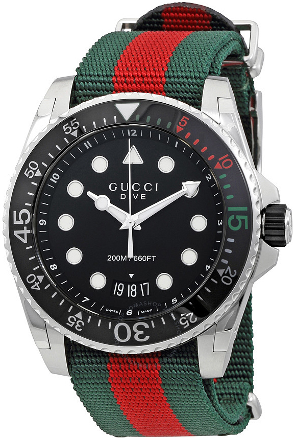 Gucci Herrklocka YA136209A Dive Svart/Textil Ø45 mm - Gucci