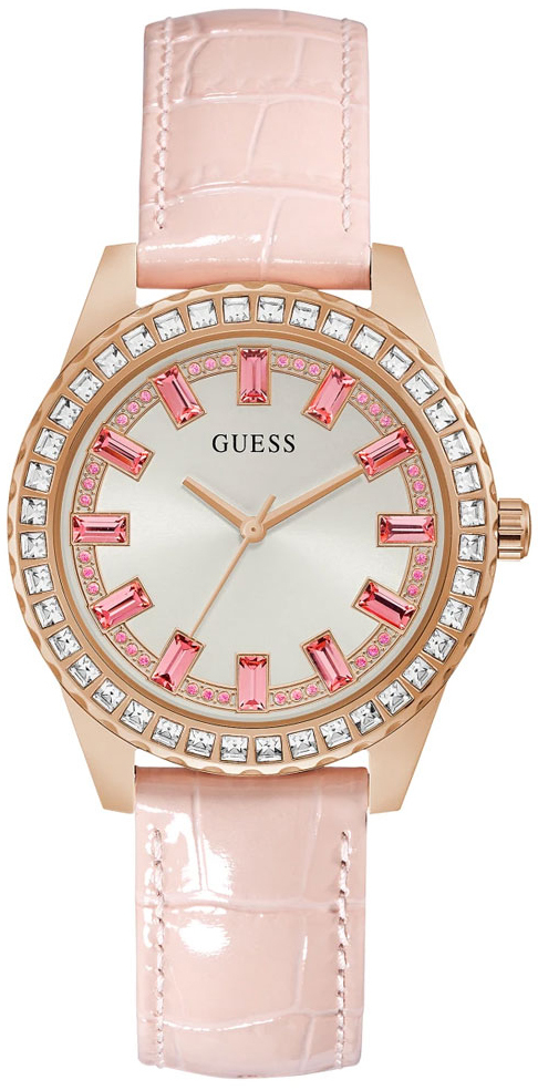 Guess Damklocka GW0032L2 Sparkling Pink Silverfärgad/Läder Ø36 mm - Guess
