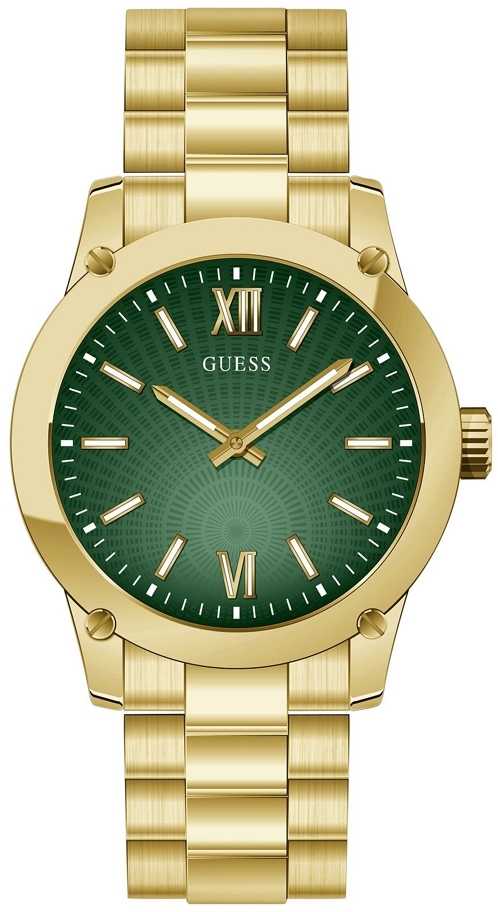 Guess Herrklocka GW0574G2 Crescent Grön/Gulguldtonat stål Ø44 mm - Guess