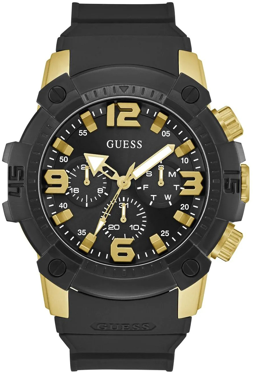 Guess Herrklocka GW0911G3 Linebacker Svart/Gummi &Oslash;50 mm