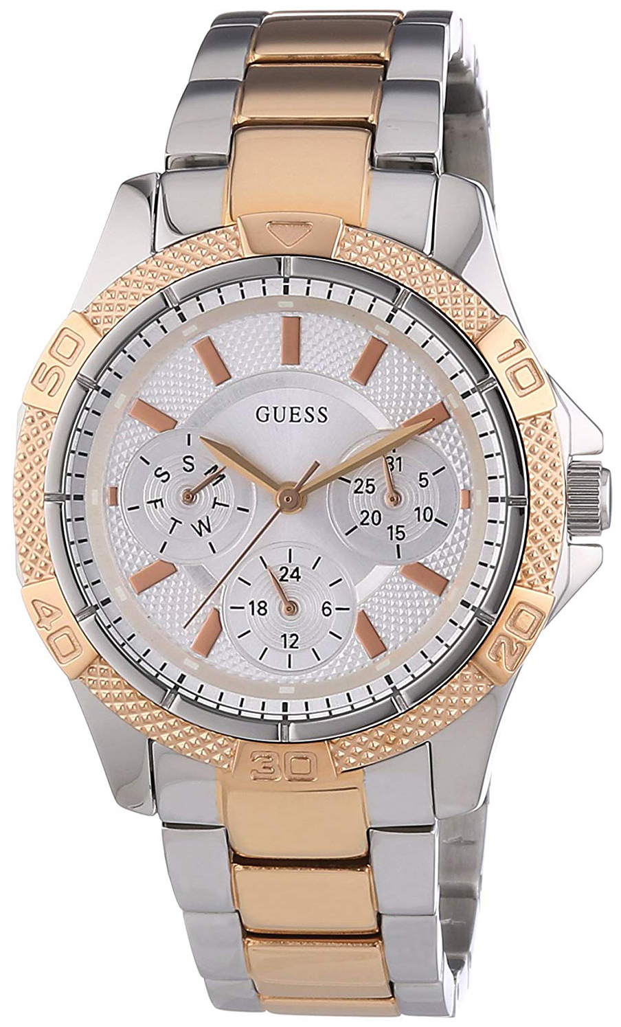 Guess Damklocka W0235L4 Sporty Silverfärgad/Roséguldstonat stål