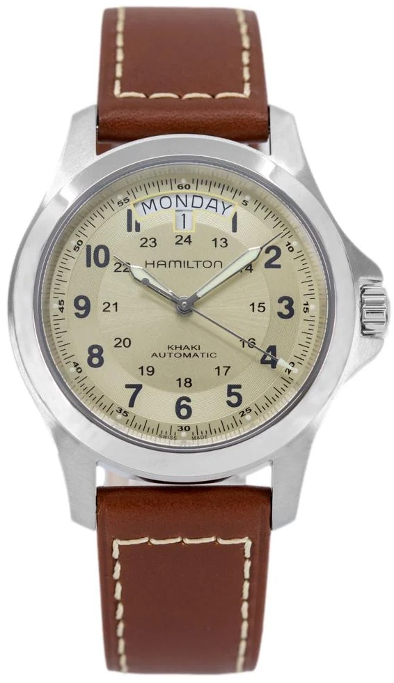 Hamilton Herrklocka H64455523 Khaki Field King Auto Beige/Läder Ø40 - Hamilton