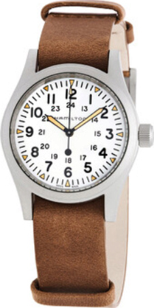 Hamilton Herrklocka H69439511 Khaki Field Vit/Läder Ø38 mm - Hamilton