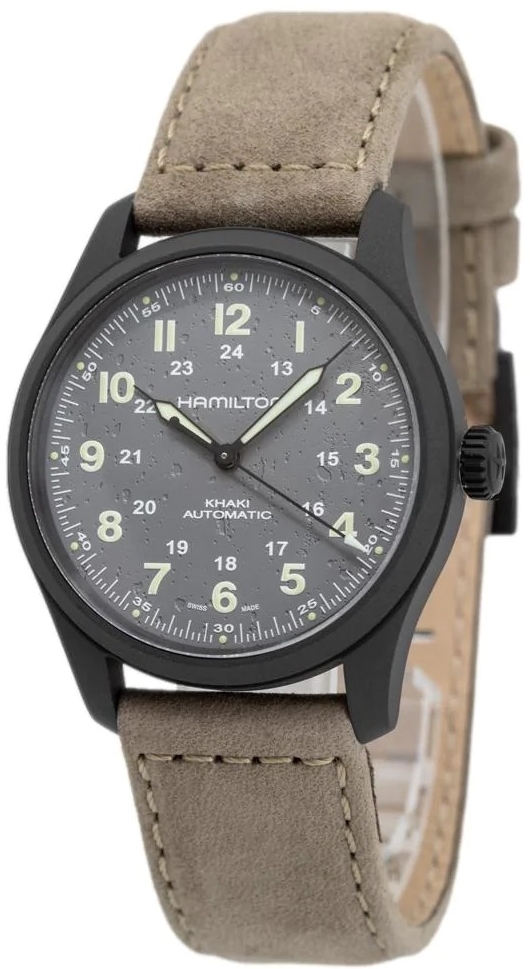 Hamilton Herrklocka H70215880 Khaki Field Grå/Läder Ø38 mm - Hamilton