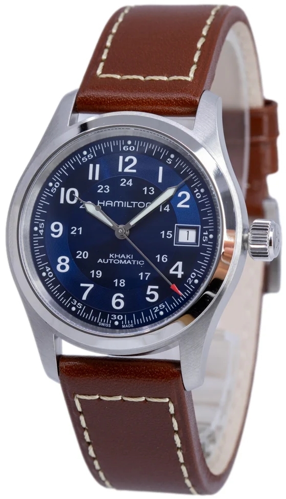 Hamilton Herrklocka H70455540 Khaki Field Blå/Läder Ø38 mm - Hamilton