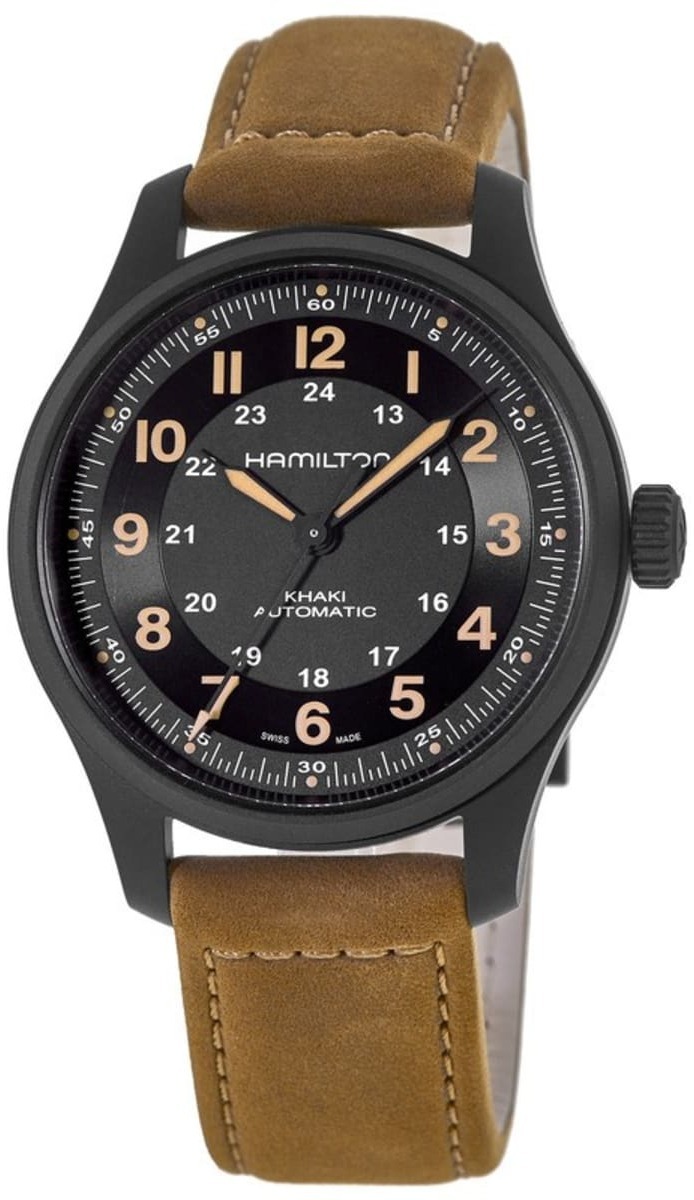 Hamilton Herrklocka H70665533 Khaki Field Svart/Läder Ø42 mm - Hamilton