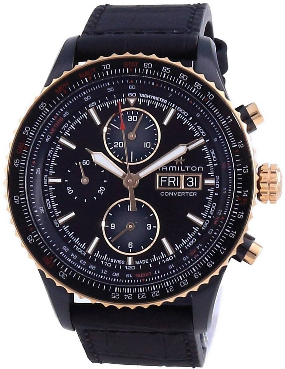 Hamilton Herrklocka H76736730 Khaki Aviation Svart/Läder Ø44 mm - Hamilton