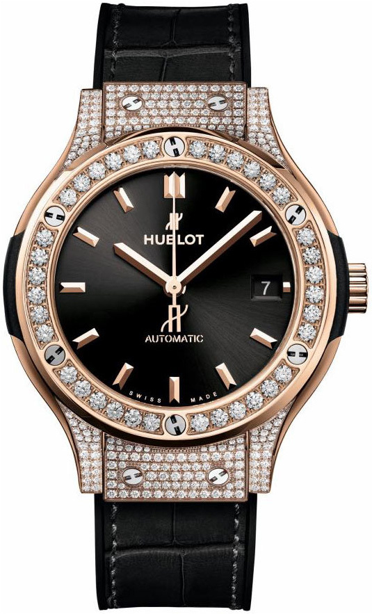 Hublot Damklocka 565.OX.1480.LR.1604 Classic Fusion Svart/Gummi Ø38 - Hublot