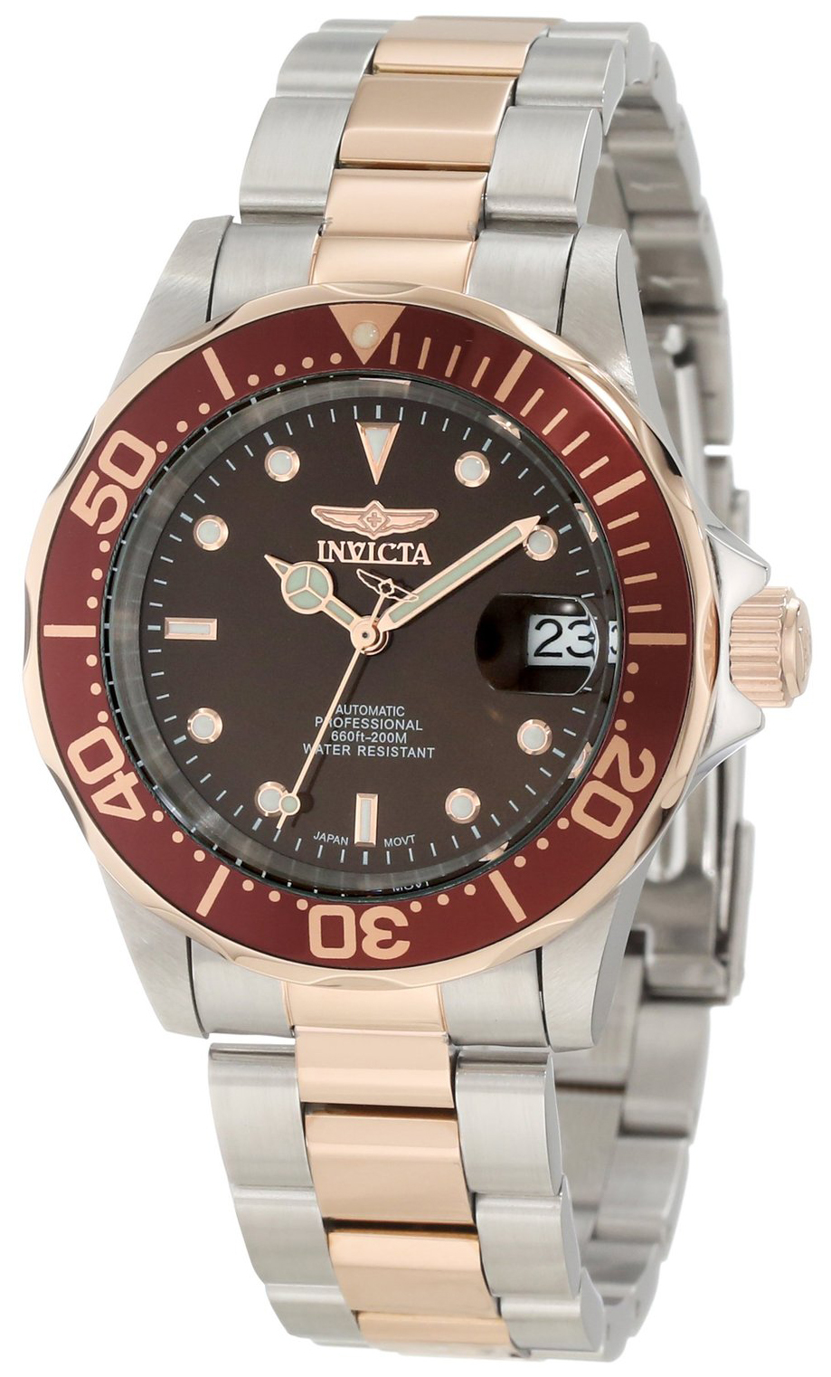 Invicta Herrklocka 11241 Pro Diver Brun/Ros&eacute;guldstonat st&aring;l &Oslash;40 mm
