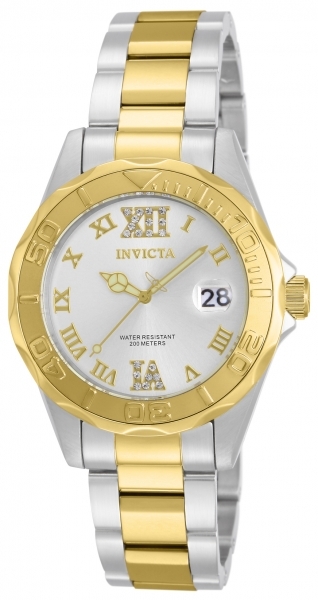 Invicta Damklocka 12852 Pro Diver Silverf&auml;rgad/Gulguldtonat st&aring;l