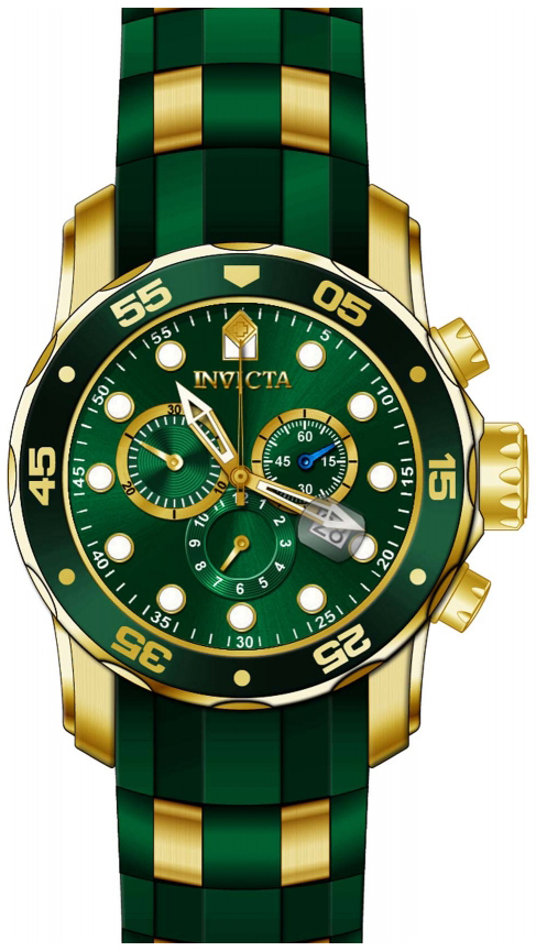 Invicta Herrklocka 18196 Pro Diver Grön/Gulguldtonat stål Ø48 mm - Invicta