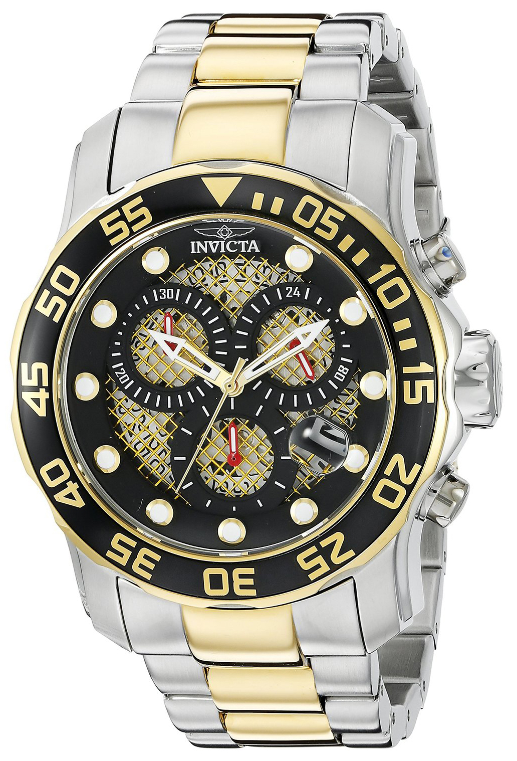 Invicta Pro Diver Herrklocka 19839 Svart/Gulguldtonat stål Ø49 mm - Invicta