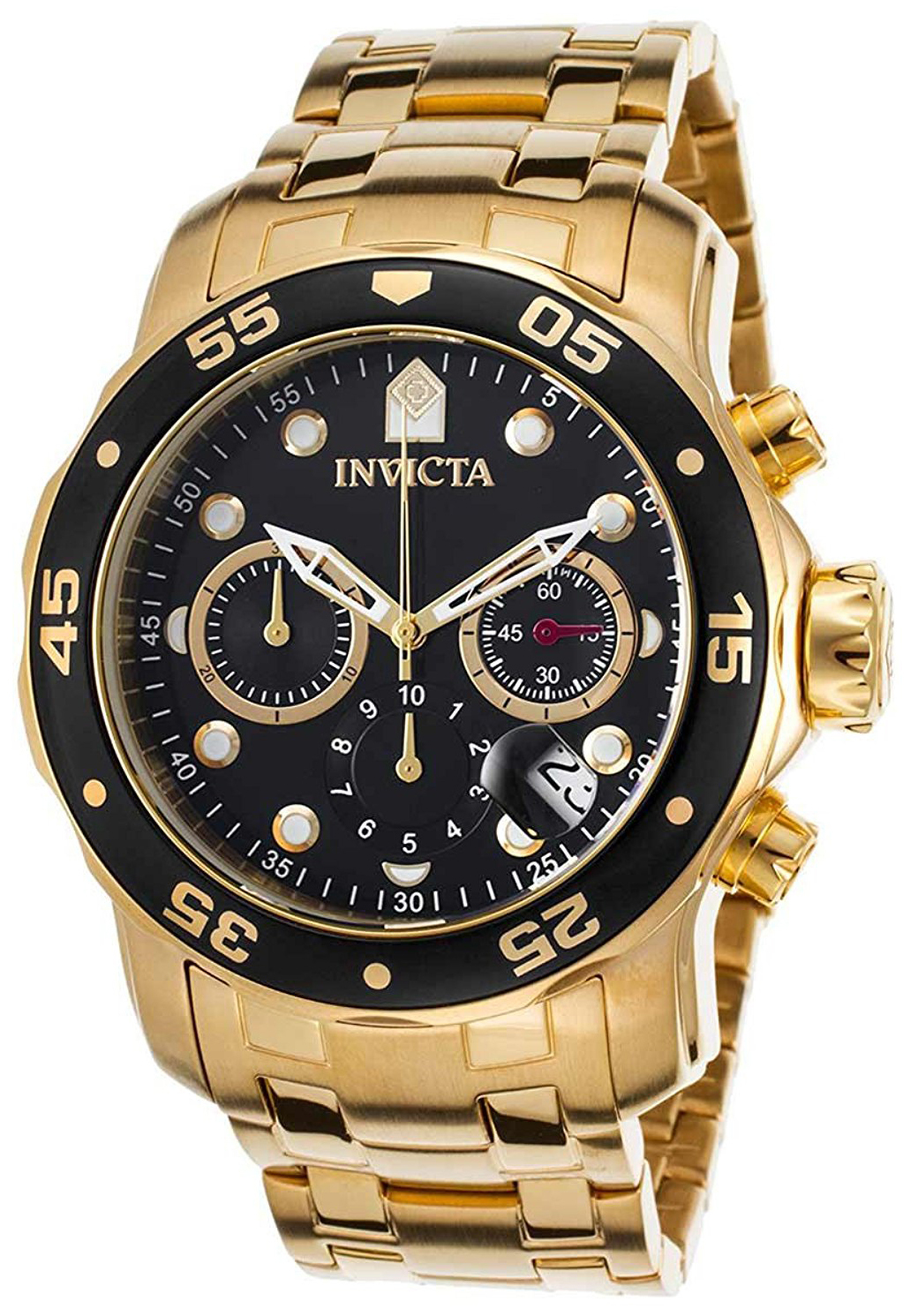 Invicta Pro Diver Herrklocka 21922 Svart/Gulguldtonat stål Ø48 mm - Invicta