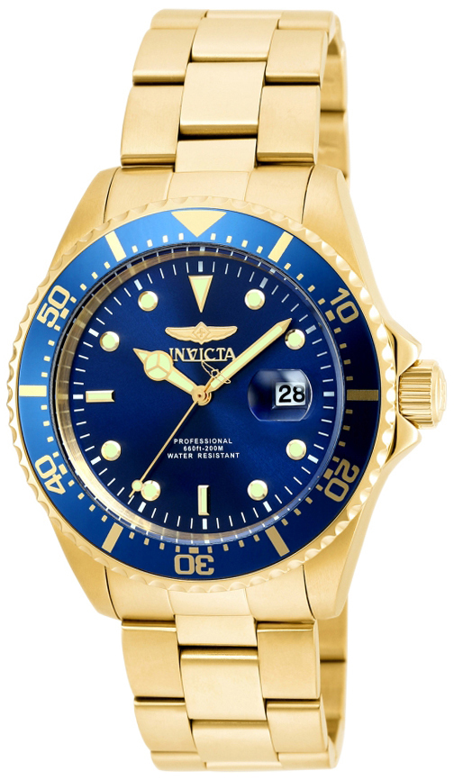 Invicta Herrklocka 22063 Pro Diver Blå/Gulguldtonat stål Ø43 mm
