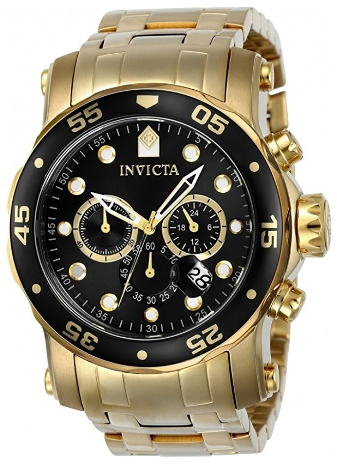 Invicta Pro Diver Herrklocka 23650 Svart/Gulguldtonat stål Ø48 mm - Invicta