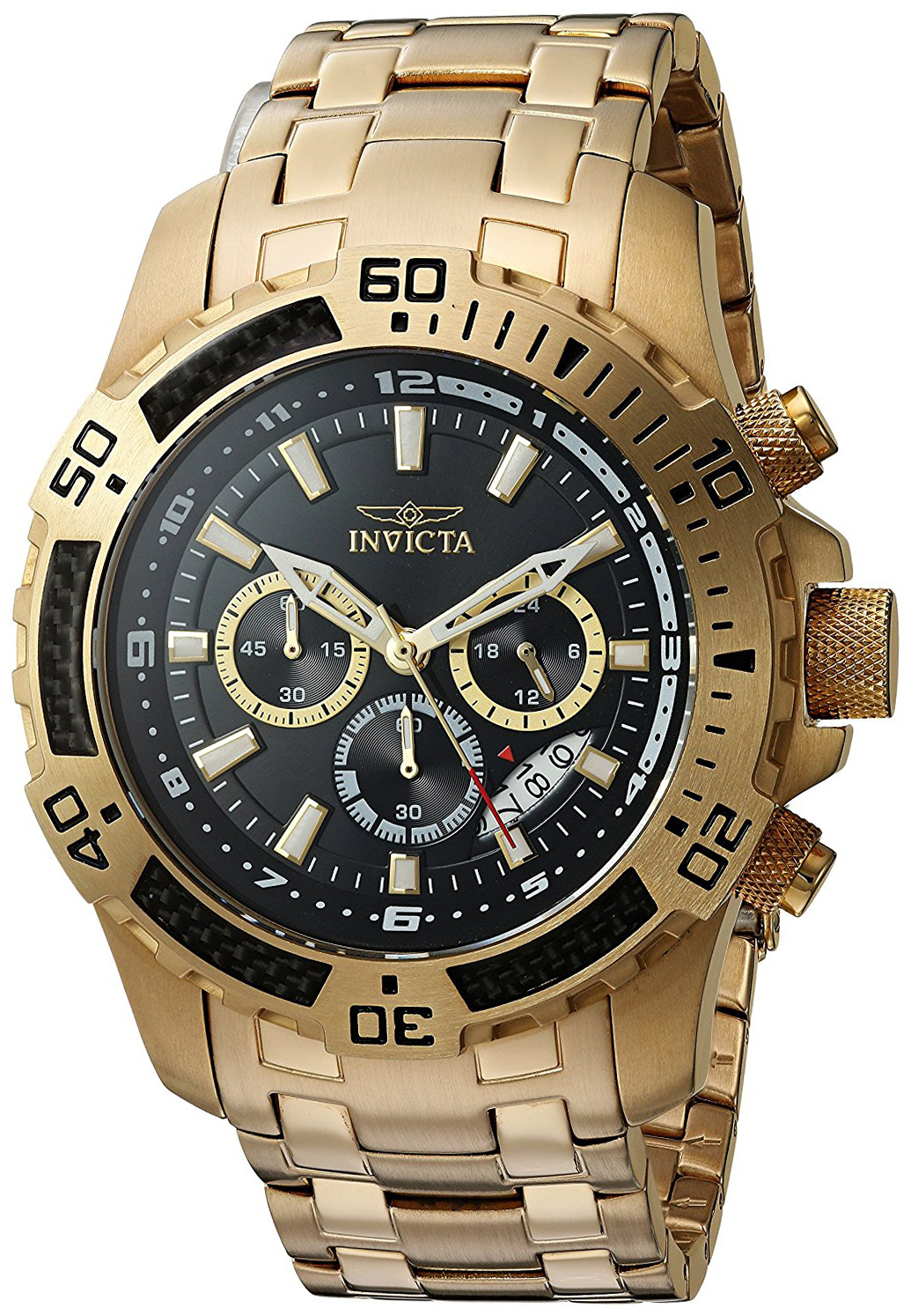 Invicta Pro Diver Herrklocka 24855 Svart/Gulguldtonat stål Ø51 mm - Invicta