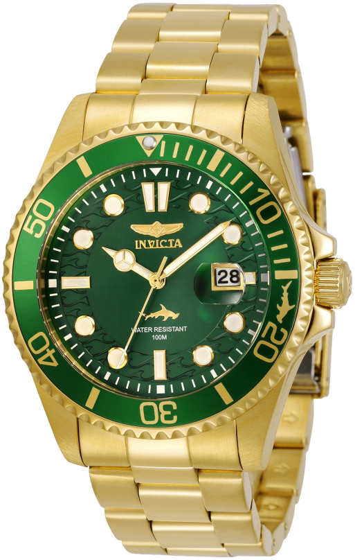 Invicta Herrklocka 30027 Pro Diver Grön/Gulguldtonat stål Ø43 mm