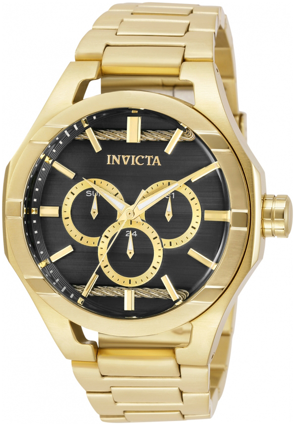 Invicta Herrklocka 31831 Svart/Gulguldtonat stål Ø48 mm - Invicta