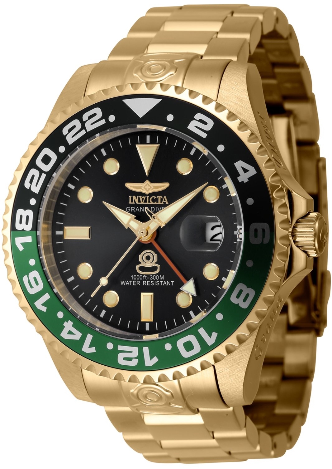 Invicta Herrklocka 45672 Grand Diver Svart/Guldtonat stål Ø47 mm - Invicta