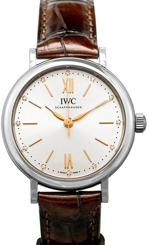 IWC Damklocka IW357403 Portofino Silverfärgad/Läder Ø34 mm - IWC