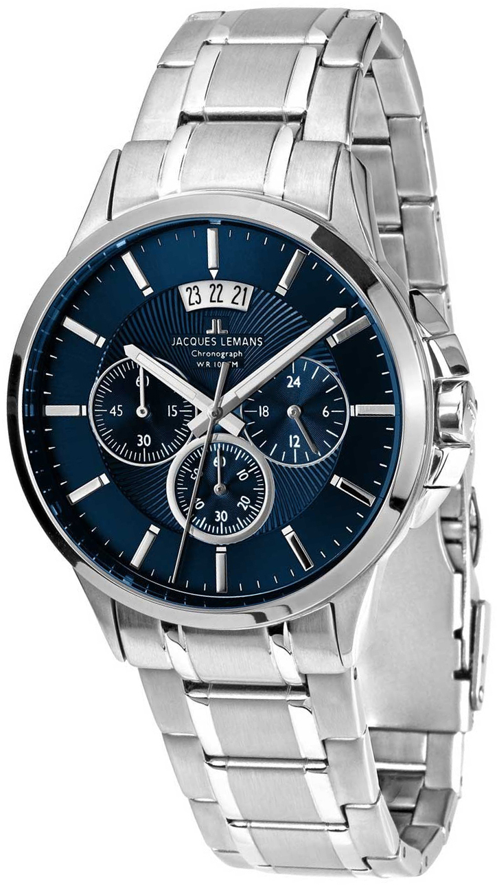 Jacques Lemans Herrklocka 1-1542I Sydney Blå/Stål Ø42 mm - Jacques Lemans