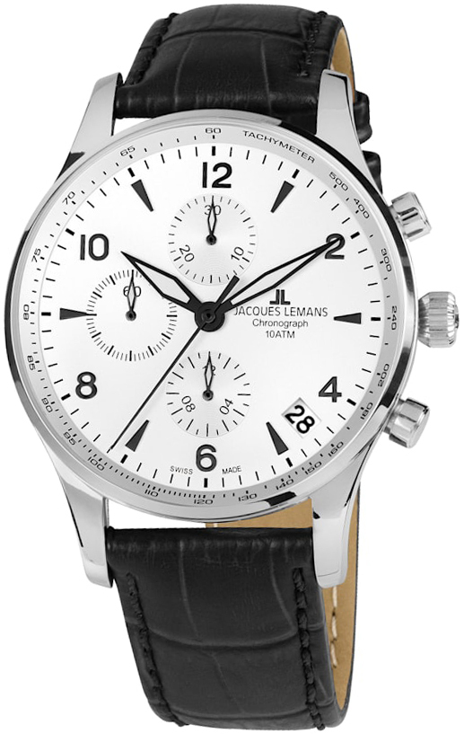 Jacques Lemans Herrklocka 1-1935B London Vit/Läder Ø44 mm - Jacques Lemans