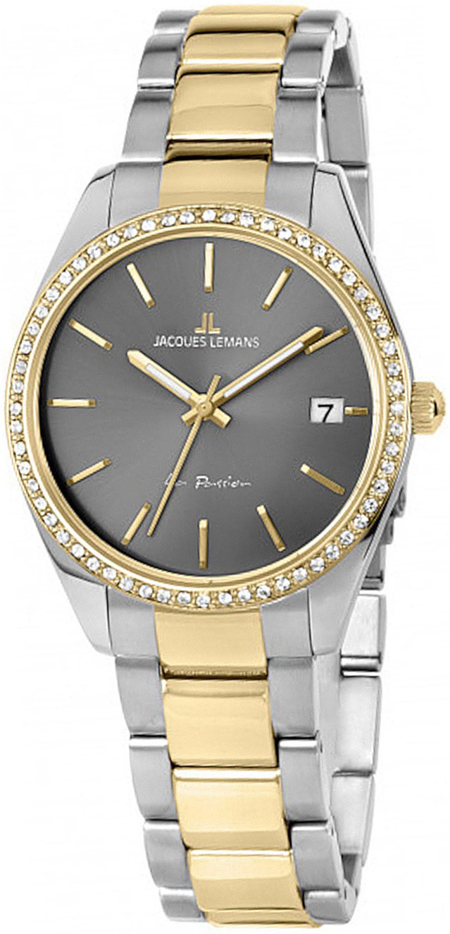 Jacques Lemans Damklocka 1-2085G La Passion Grå/Gulguldtonat stål - Jacques Lemans