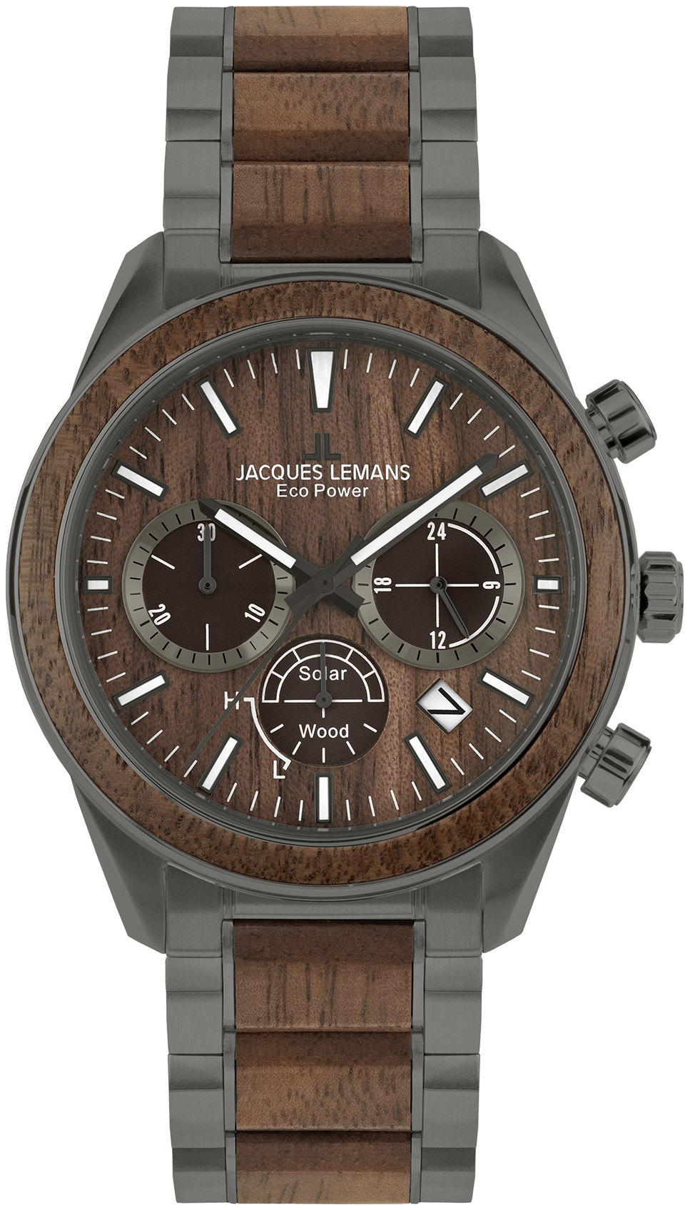 Jacques Lemans Herrklocka 1-2115K Eco Power Solar Brun/Stål Ø44 mm - Jacques Lemans