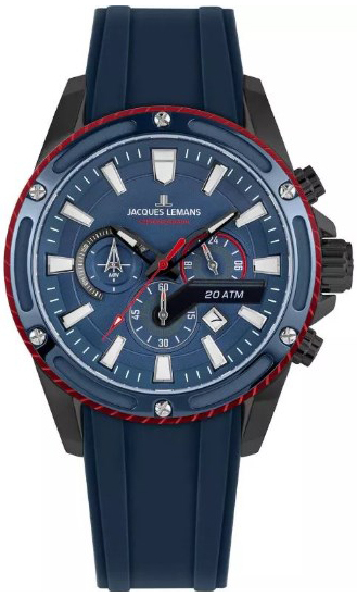 Jacques Lemans Herrklocka 1-2141B Liverpool Blå/Gummi Ø48 mm
