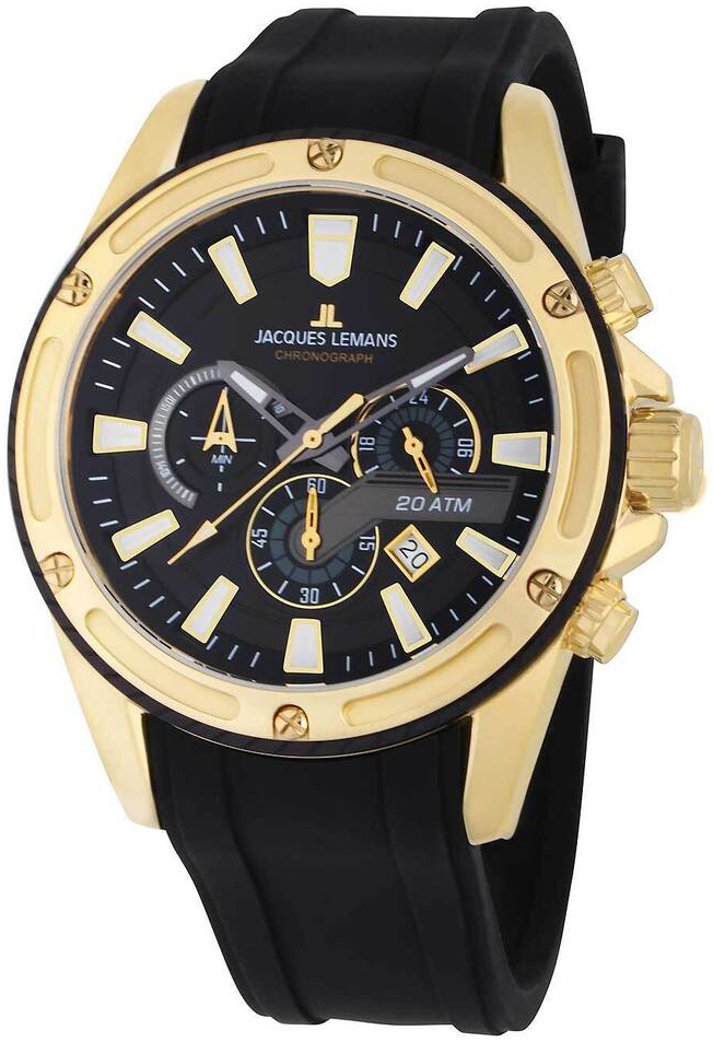 Jacques Lemans Herrklocka 1-2141D Liverpool Svart/Gummi Ø48 mm