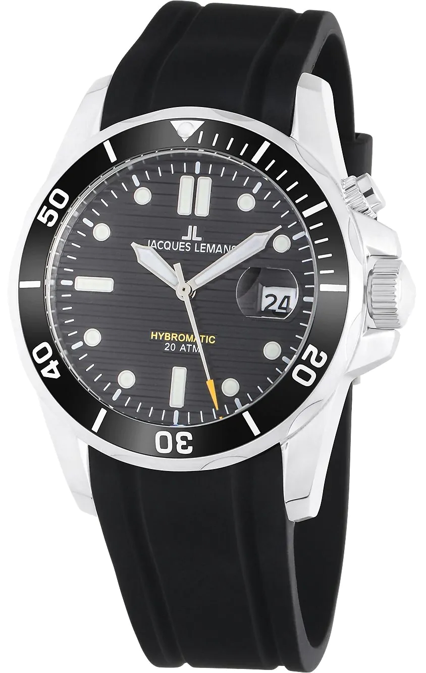 Jacques Lemans Herrklocka 1-2170A Hybromatic Svart/Gummi Ø41 mm - Jacques Lemans