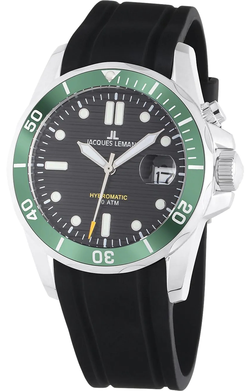 Jacques Lemans Herrklocka 1-2170E Hybromatic Svart/Gummi Ø41 mm - Jacques Lemans