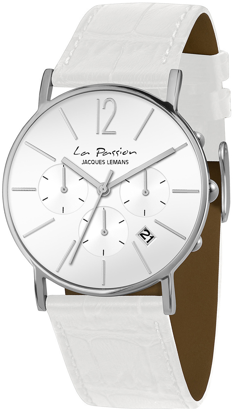 Jacques Lemans LP-123J La Passion Vit/Läder Ø40 mm - Jacques Lemans
