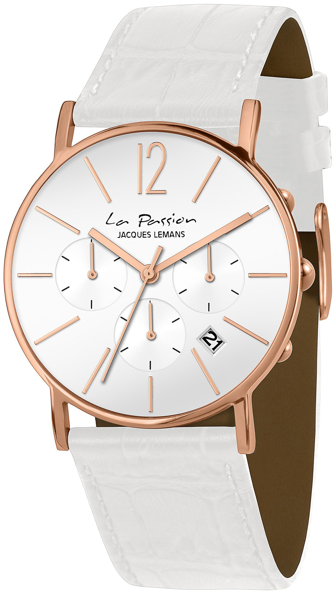 Jacques Lemans LP-123M La Passion Vit/Läder Ø40 mm - Jacques Lemans