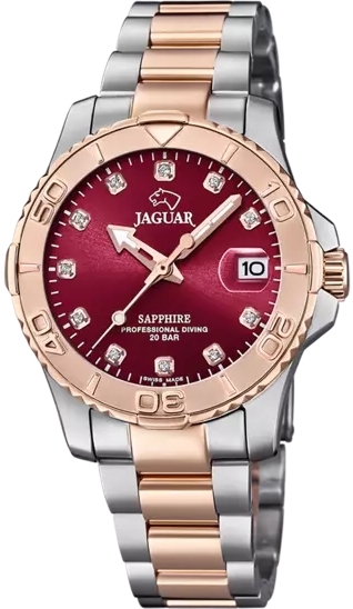 Jaguar Damklocka J871/6 Couple Diver Röd/Roséguldstonat stål Ø34 - Jaguar