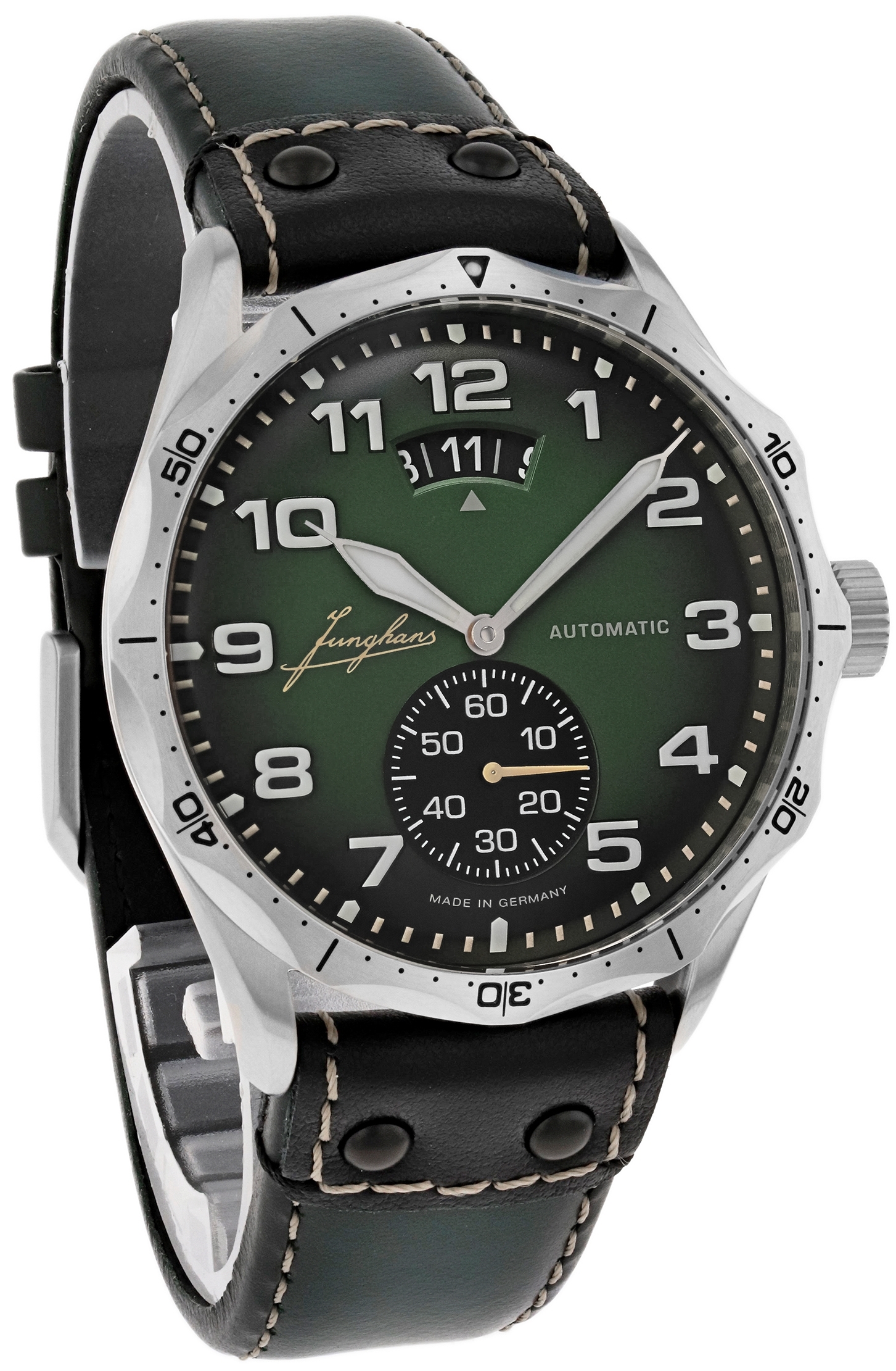 Junghans Herrklocka 27/4495.00 Pilot Automatic Grön/Läder Ø43.3 mm - Junghans